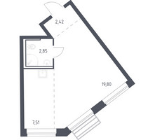 Планировка студии(квартира) площадью 32.3 квадратных метров в “ЖК Рублевский Квартал”