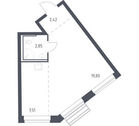 Планировка студии(квартира) площадью 32.3 квадратных метров в ЖК “ЖК Рублевский Квартал”