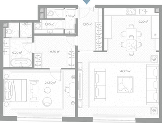 Планировка однокомнатной(квартира) площадью 113.7 квадратных метров в ЖК “ЖК Николь”