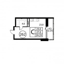 Планировка студии(квартира) площадью 29.2 квадратных метров в ЖК “ЖК Космос”