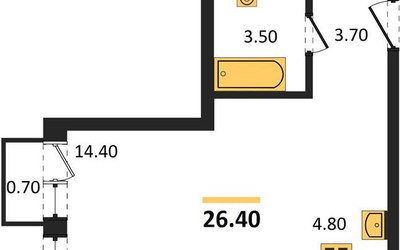 Планировка студии(квартира) площадью 26.6 квадратных метров в ЖК “ЖК Новая Щербинка”