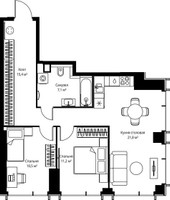 Планировка двухкомнатной(квартира) площадью 66 квадратных метров в “ЖК Веер”