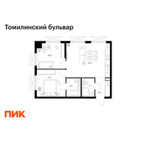 Планировка двухкомнатной(квартира) площадью 54.7 квадратных метров в “ЖК Томилинский бульвар”