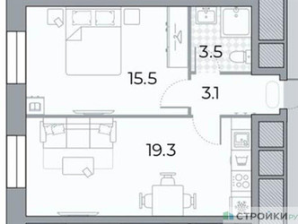 Планировка однокомнатной(квартира) площадью 41.4 квадратных метров в ЖК “ЖК ЗИЛАРТ”