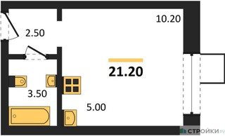 Планировка студии(квартира) площадью 21.2 квадратных метров в “ЖК Никольский квартал Отрада”