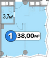 Планировка однокомнатной(апартаменты) площадью 38 квадратных метров в “ЖК Нахимовский 21”