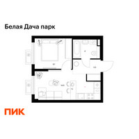 Планировка однокомнатной(квартира) площадью 31.1 квадратных метров в “ЖК Белая Дача парк”