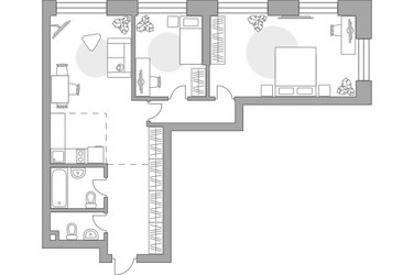 Планировка двухкомнатной(квартира) площадью 75.38 квадратных метров в ЖК “ЖК Павелецкая от Гранель”