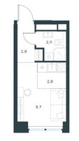 Планировка студии(квартира) площадью 16.9 квадратных метров в “ЖК Левел Звенигородская”