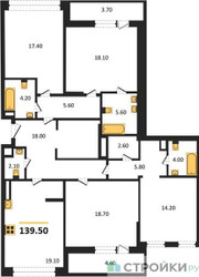 Планировка 4+ комнатной(квартира) площадью 139.5 квадратных метров в ЖК “ЖК Sydney City (Сидней Сити)”