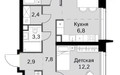 Планировка 4+ комнатной(квартира) площадью 86.9 квадратных метров в ЖК “ЖК Amber City (Амбер Сити)”