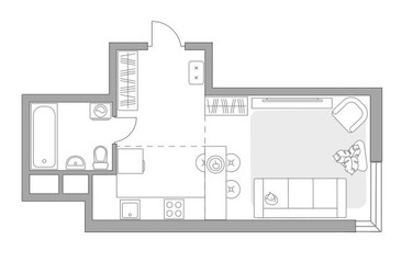 Планировка студии(квартира) площадью 29.64 квадратных метров в ЖК “ЖК Притяжение Сити”