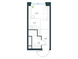 Планировка студии(квартира) площадью 18.6 квадратных метров в “ЖК Level Звенигородская”