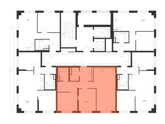 Планировка двухкомнатной(квартира) площадью 61.5 квадратных метров в ЖК “ЖК Онежский вал”