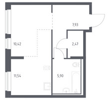 Планировка студии(квартира) площадью 38.26 квадратных метров в “ЖК Молжаниново”