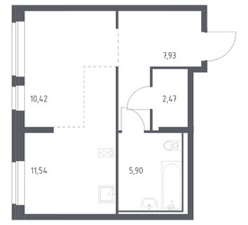 Планировка студии(квартира) площадью 38.26 квадратных метров в ЖК “ЖК Молжаниново”