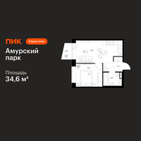 Планировка однокомнатной(квартира) площадью 34.6 квадратных метров в “ЖК Амурский парк”
