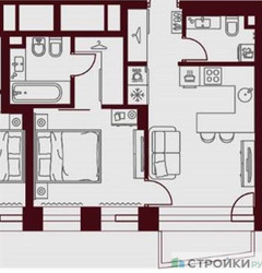 Планировка однокомнатной(квартира) площадью 39.72 квадратных метров в ЖК “ЖК Дом 7 Даниловский”