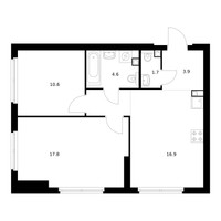 Планировка двухкомнатной(квартира) площадью 58.3 квадратных метров в “ЖК Руставели 14”