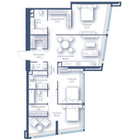 Планировка трехкомнатной(квартира) площадью 130.72 квадратных метров в “ЖК Дом Дау”