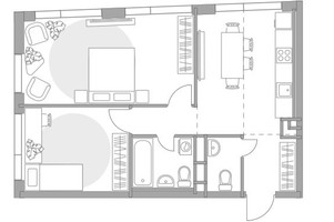 Планировка двухкомнатной(квартира) площадью 55.39 квадратных метров в “ЖК Нижегородская от Гранель”
