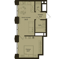 Планировка однокомнатной(квартира) площадью 39 квадратных метров в “ЖК Дом на Часовой”