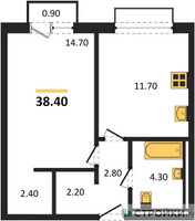 Планировка однокомнатной(квартира) площадью 38.4 квадратных метров в “ЖК Равновесие”
