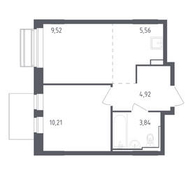 Планировка однокомнатной(квартира) площадью 34.05 квадратных метров в ЖК “ЖК Рублевский Квартал”