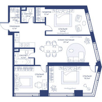Планировка трехкомнатной(квартира) площадью 86.3 квадратных метров в “ЖК Свет”