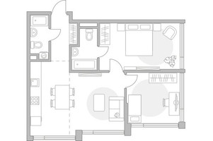 Планировка трехкомнатной(квартира) площадью 65.43 квадратных метров в “ЖК Мневники от Гранель”