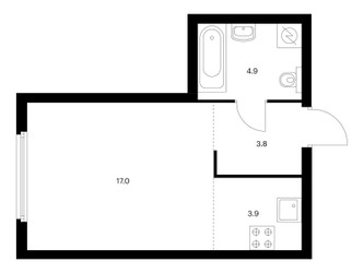 Планировка студии(квартира) площадью 29.6 квадратных метров в ЖК “ЖК Барклая 6”