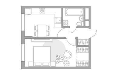 Планировка однокомнатной(квартира) площадью 34.81 квадратных метров в ЖК “ЖК Императорские Мытищи”