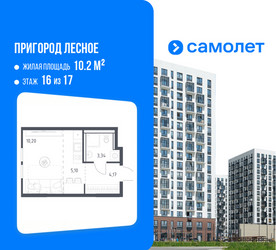 Планировка студии(квартира) площадью 22.81 квадратных метров в ЖК “ЖК Пригород Лесное”