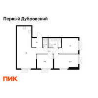 Планировка трехкомнатной(квартира) площадью 70.3 квадратных метров в “ЖК Первый Дубровский”