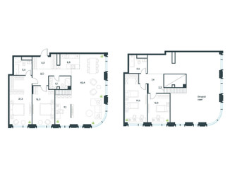 Планировка 4+ комнатной(квартира) площадью 168.3 квадратных метров в ЖК “ЖК Левел Академическая”