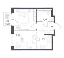 Планировка однокомнатной(квартира) площадью 35.18 квадратных метров в “ЖК Новое Видное”