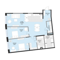 Планировка двухкомнатной(квартира) площадью 127.2 квадратных метров в “Клубный квартал Садовническая 69”