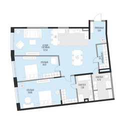 Планировка двухкомнатной(квартира) площадью 127.2 квадратных метров в ЖК “Клубный квартал Садовническая 69”