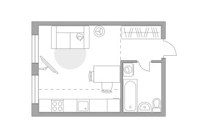 Планировка студии(квартира) площадью 24.8 квадратных метров в “ЖК Аникеевский”