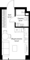 Планировка студии(квартира) площадью 22.1 квадратных метров в ЖК “ЖК Веер”