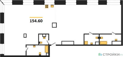 Планировка 4+ комнатной(квартира) площадью 154.6 квадратных метров в ЖК “ЖК Luzhniki Collection (Коллекция Лужники)”