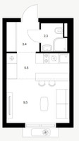 Планировка студии(квартира) площадью 20.7 квадратных метров в “ЖК Восточное Бутово”