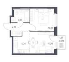 Планировка однокомнатной(квартира) площадью 36.92 квадратных метров в “ЖК Новое Видное”