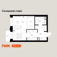 Планировка однокомнатной(квартира) площадью 36.1 квадратных метров в “ЖК Саларьево парк”