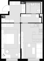 Планировка однокомнатной(квартира) площадью 55.4 квадратных метров в ЖК “ЖК MALEVICH (Малевич)”