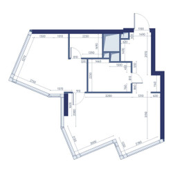 Планировка однокомнатной(квартира) площадью 56.8 квадратных метров в ЖК “ЖК ХАЙДАУТ”