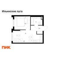 Планировка однокомнатной(квартира) площадью 31.6 квадратных метров в “ЖК Ильинские луга”