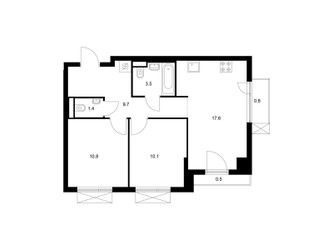 Планировка двухкомнатной(квартира) площадью 54.2 квадратных метров в ЖК “ЖК Ильинские луга”