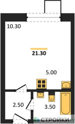 Планировка студии(квартира) площадью 21.3 квадратных метров в ЖК “ЖК Никольский квартал Отрада”