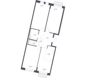 Планировка трехкомнатной(квартира) площадью 79.7 квадратных метров в ЖК “ЖК Рублевский Квартал”
